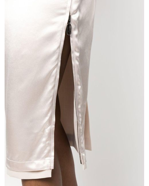 Fendi White Satin-finish Gabardine Midi Skirt