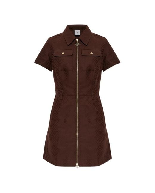 Casablanca Brown Monogram-Jacquard Mini Dress