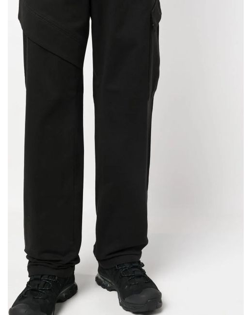 Moncler Black Logo-Patch Straight-Leg Trousers for men