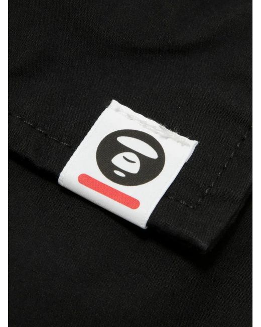 Aape By A Bathing Ape Black Logo-Patch Trousers for men
