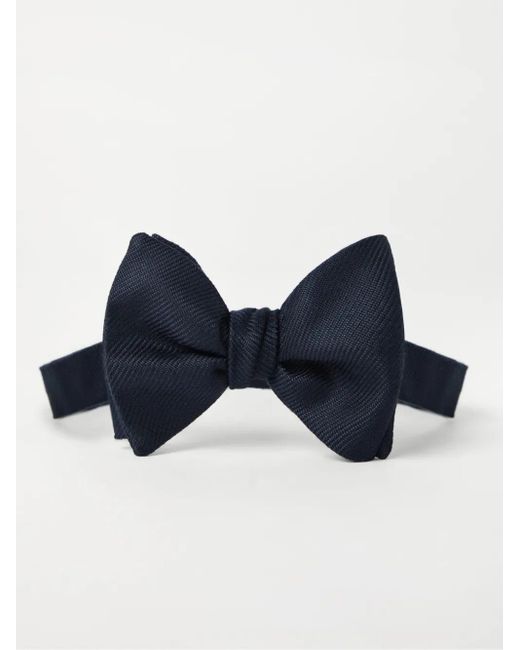 Brunello Cucinelli Blue Silk Twill Bow Tie for men