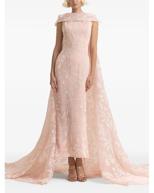 Gemy Maalouf Pink Reversed-Collar Maxi Dress