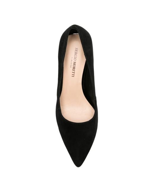 SERGIO MORETTI FIRENZE Black Pointed-Toe Block-Heel Pumps