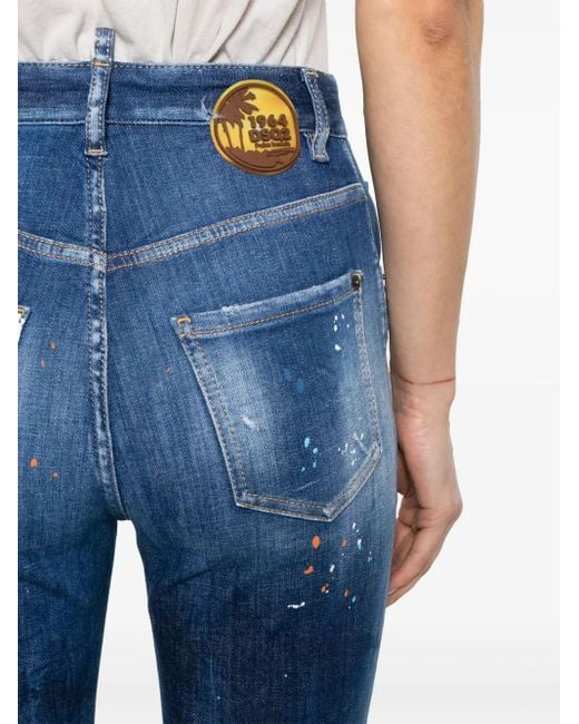 DSquared² Gerafelde Jeans Met Toelopende Pijpen in het Blue