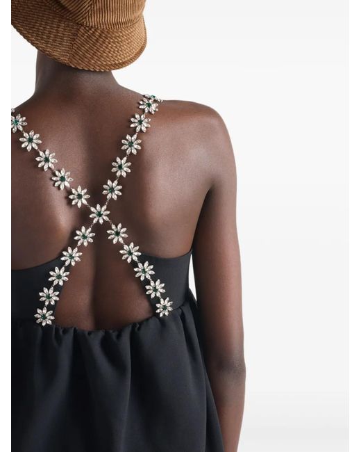 Prada Black Embroidered Mini Dress