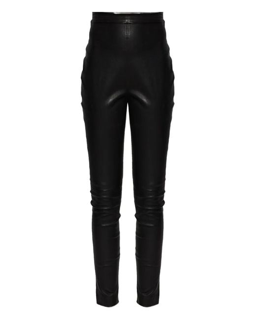 Balmain Black High-Waisted Leather Trousers