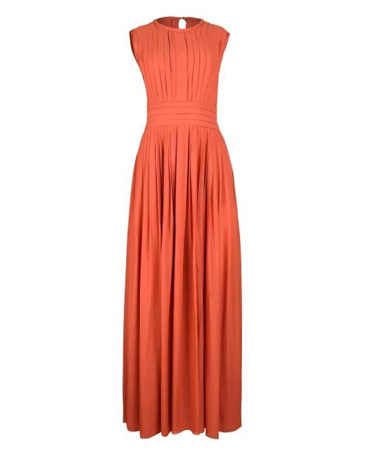 Giambattista Valli Red Pleated Full Skirt Maxi Dress