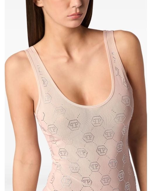 Philipp Plein Pink Monogram Midi Dress