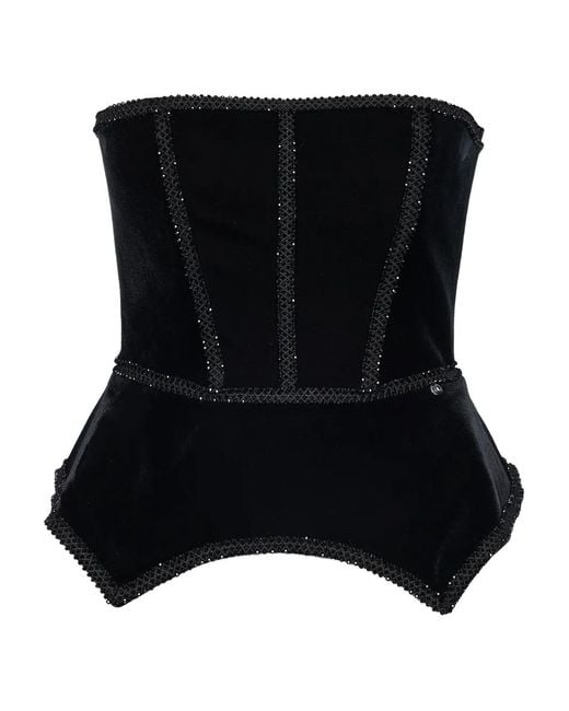 Nissa Black Embellished Corset Top
