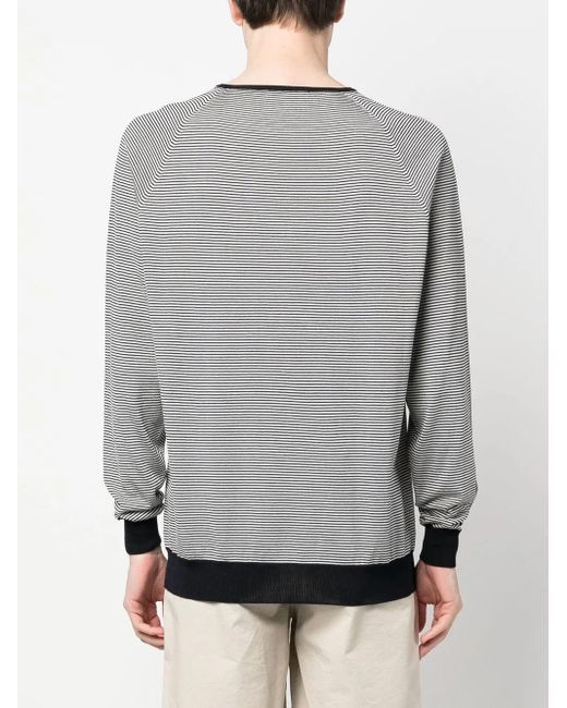 Lardini Gray Horizontal-Stripe Crew Neck Jumper for men