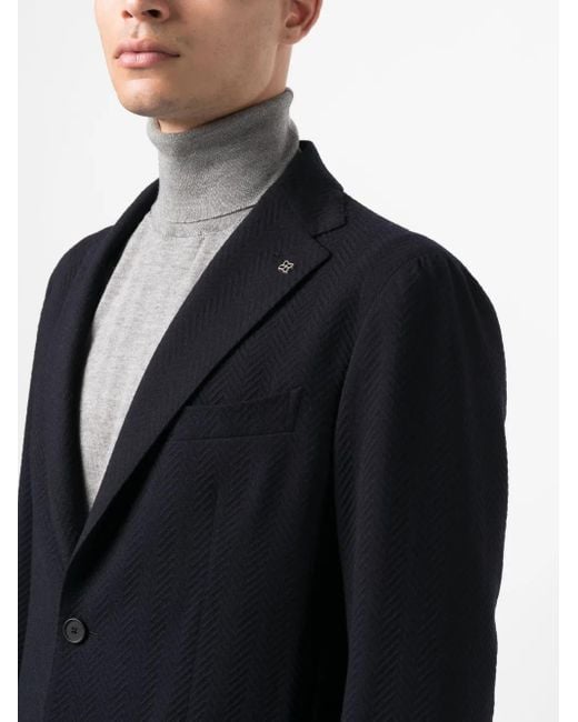 Tagliatore Blue Single-Breasted Textured Suit for men
