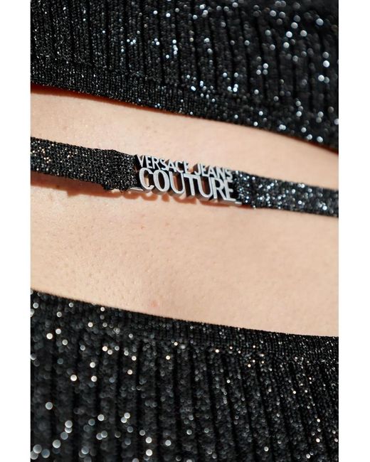 Versace Jeans Couture Black Lurex-Detail Sweater