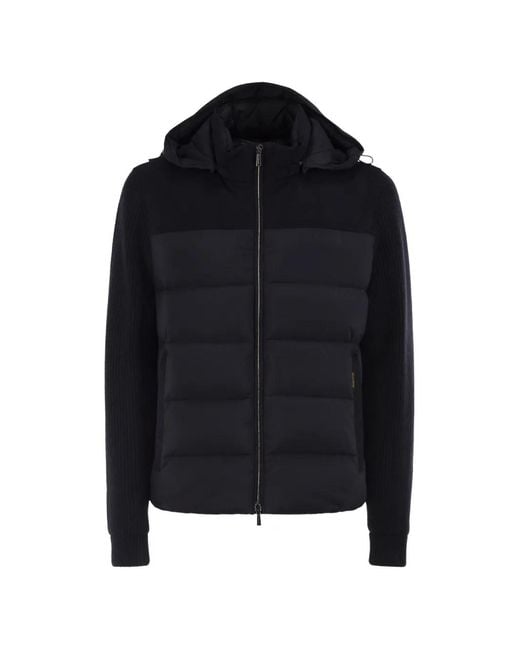 Moorer Blue Allori-Lsm Quilted Rib-Knit Jacket for men