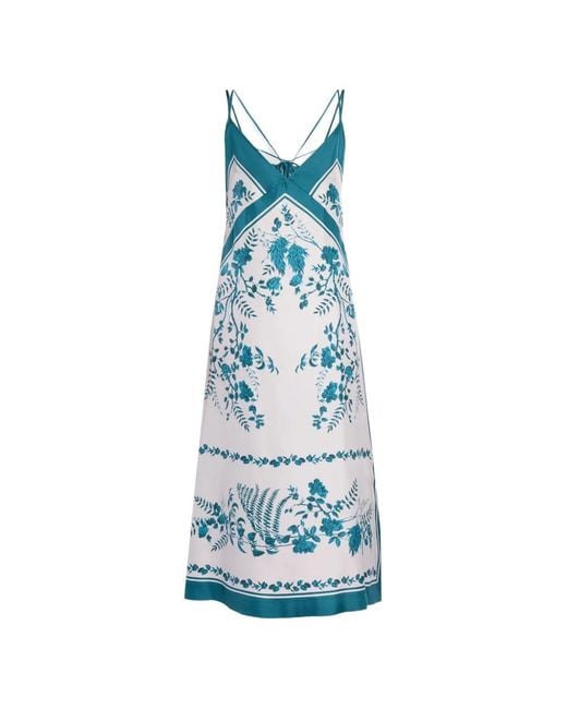 Erdem Blue Floral-Print Silk-Twill Dress