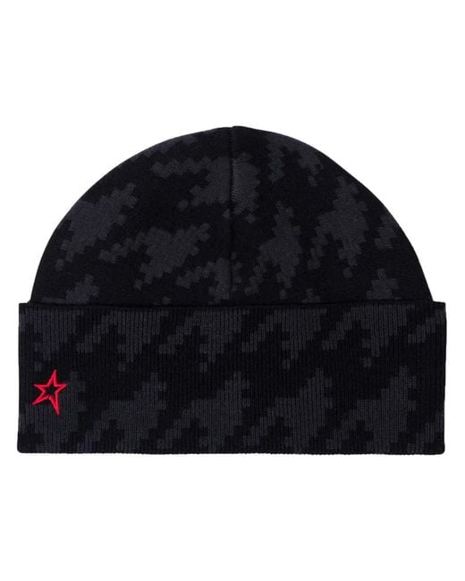 Perfect Moment Blue Merino Wool Houndstooth Beanie