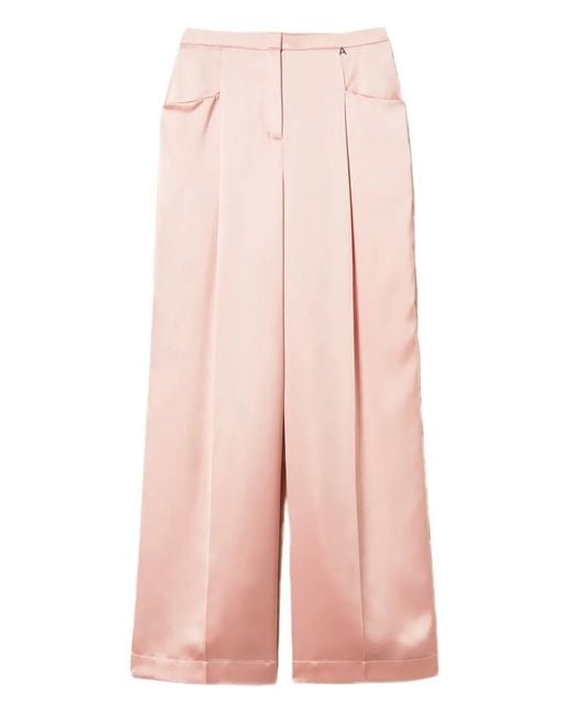 Twinset Pink Satin Palazzo Trousers