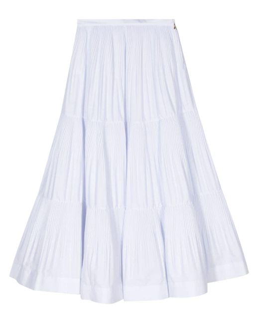 Patrizia Pepe White Pleated Tiered Midi Skirt