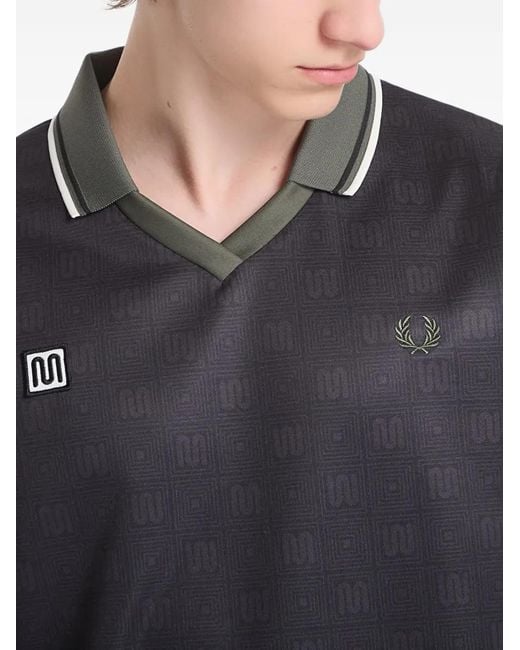 Fred Perry Gray Meyba V-Neck T-Shirt for men