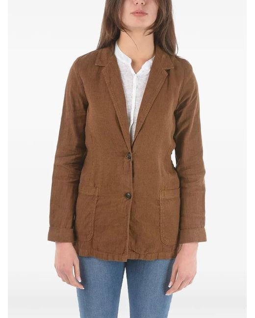 Woolrich Brown Blazer Boutonné À Fines Rayures