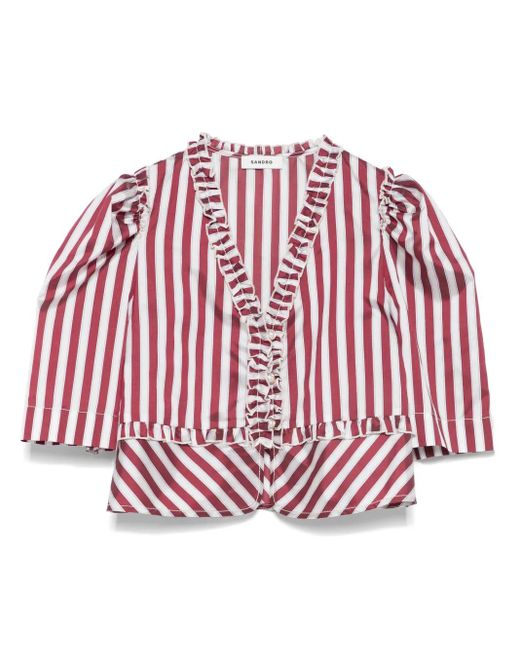 Sandro Red Striped Blouse