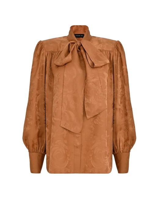 JACOB LEE Brown Jacquard Blouse
