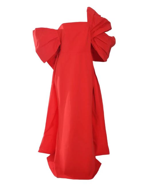 Marchesa Red Draped Taffeta Dress
