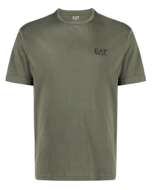 Camiseta con logo estampado EA7 de hombre de color Green