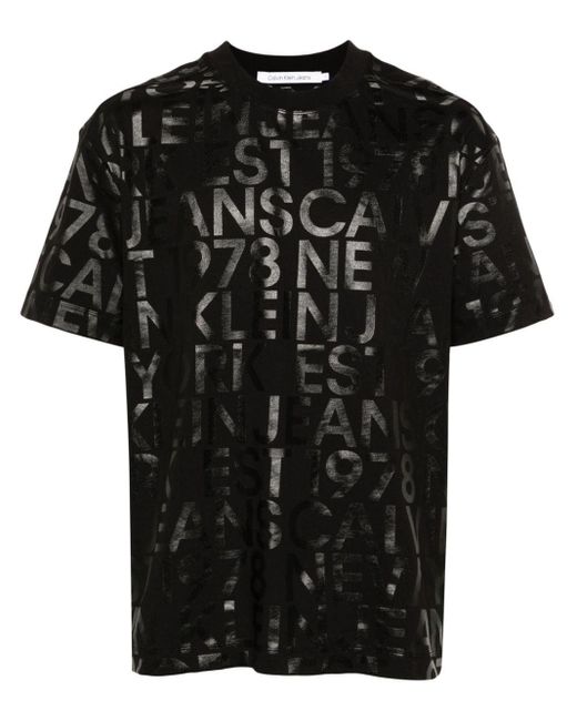 Camiseta con logo estampado Calvin Klein de hombre de color Negro
