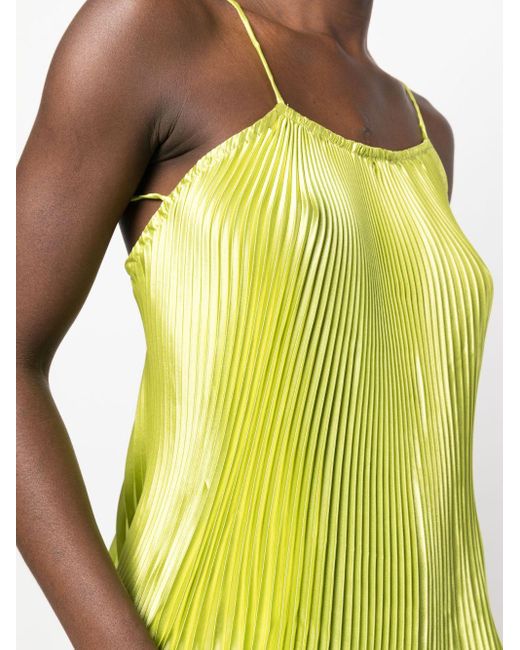 L'idée Yellow Fully-pleated Sleeveless Blouse