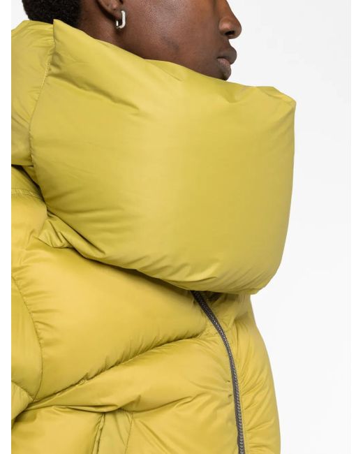 Rick Owens Yellow Funnel-Neck Puffer Jacket