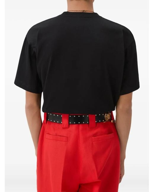 Versace Black Embroidered Cotton-Jersey T-Shirt for men