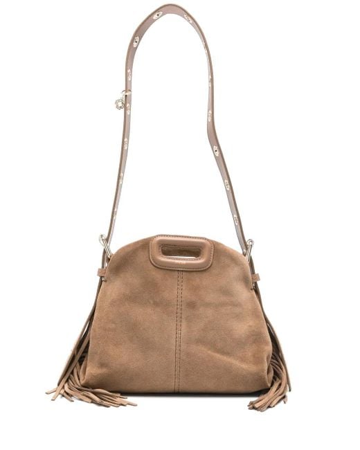 Maje Natural Mini Miss M Suede Bag