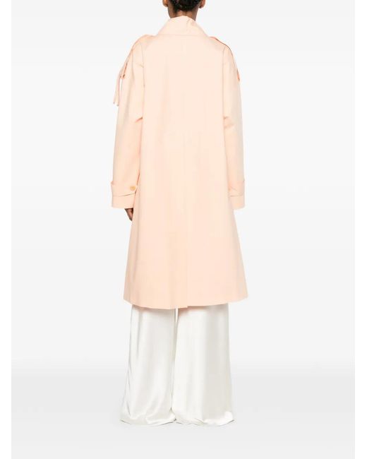 Erika Cavallini Semi Couture White Fringe-Detail Trench Coat