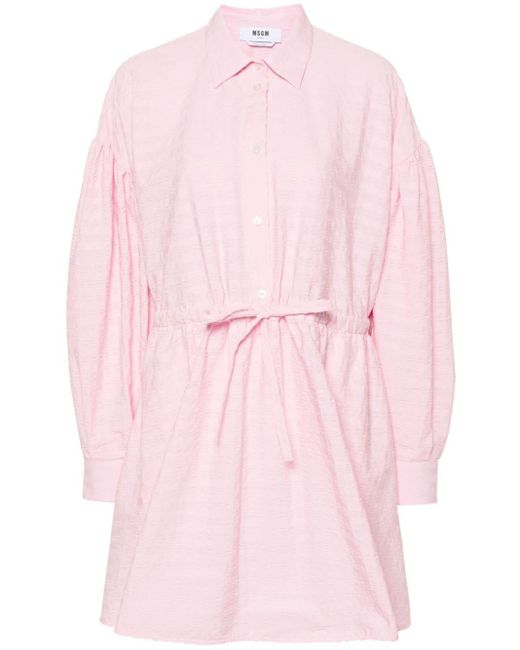 MSGM Pink Strukturiertes Kleid mit Ballonärmeln