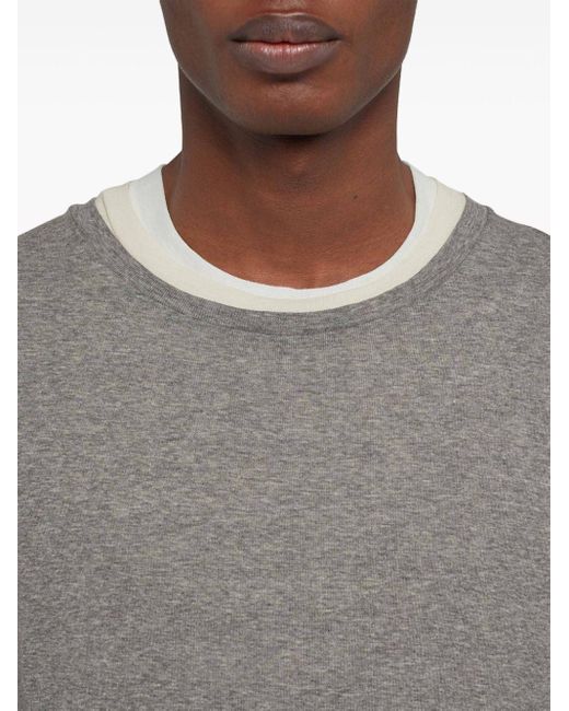 Jil Sander Gray Long-Sleeve Layered Cotton T-Shirt for men
