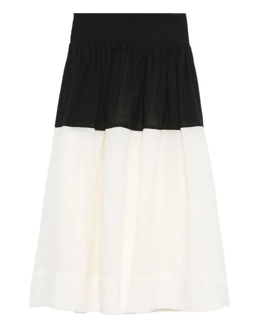 Sea Black Two-Tone Midi Skirt