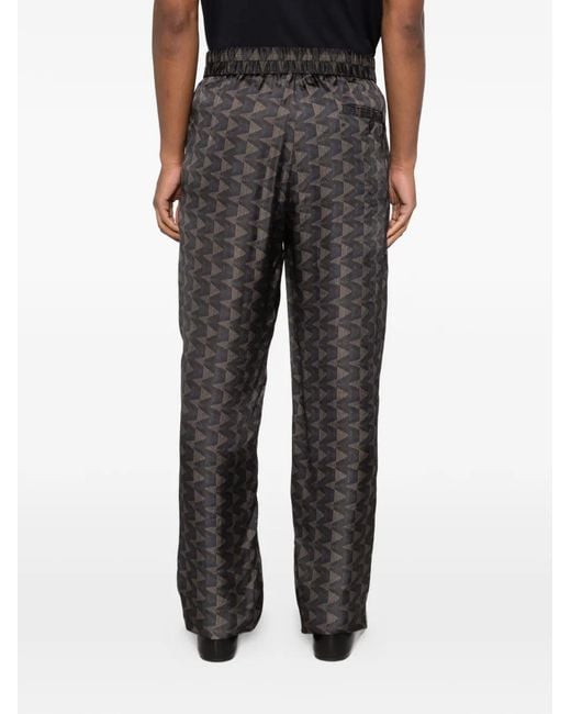 Giorgio Armani Gray Geometric-Pattern Trousers for men