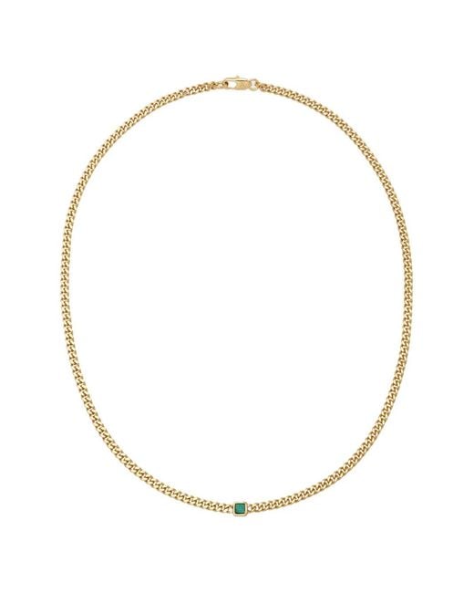 Yoj White Collier En Maille Gourmette À Malachite