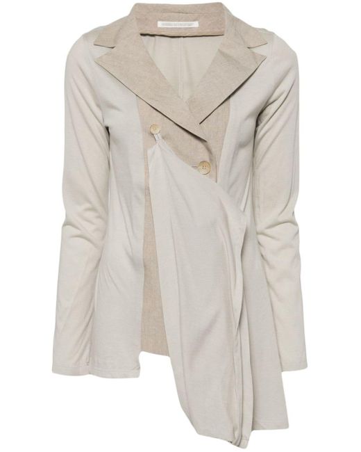 Notched-lapels asymmetric blazer di Yohji Yamamoto in White