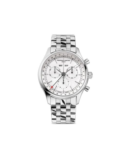 メンズ Frederique Constant クラシック クォーツ クロノグラフ トリプル カレンダー 40mm White