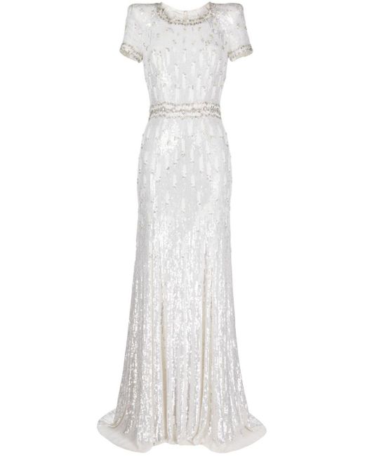Jenny Packham White Kira Sequin-embellished Dress