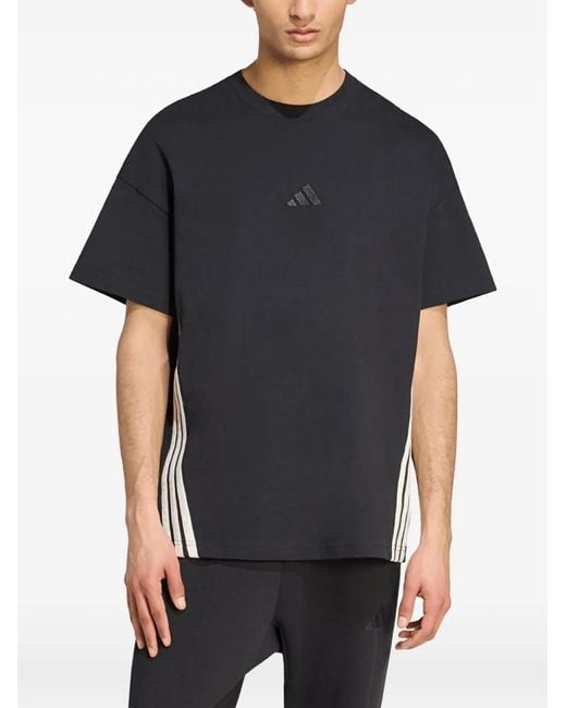 Adidas Black Kit 3-Stripes Loose T-Shirt for men