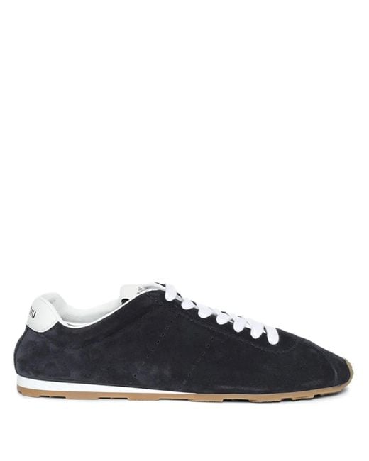 Miu Miu Blue Plume Suede Leather Sneakers
