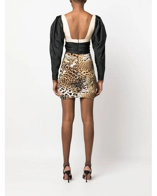 Roberto Cavalli Black Leopard-Print Mini Dress