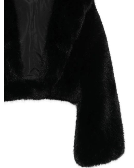 GIUSEPPE DI MORABITO Black Hooded Faux-Fur Jacket