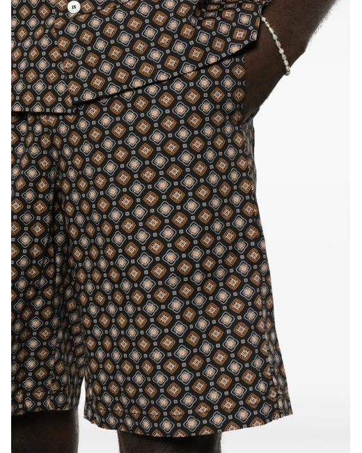 A.P.C. Black Vincento Geometric-Pattern Shorts for men