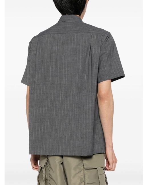 Sacai Gray Pinstriped Wool-blend Shirt for men