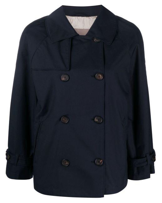 Max Mara Blue Double-breasted Cotton-blend Jacket