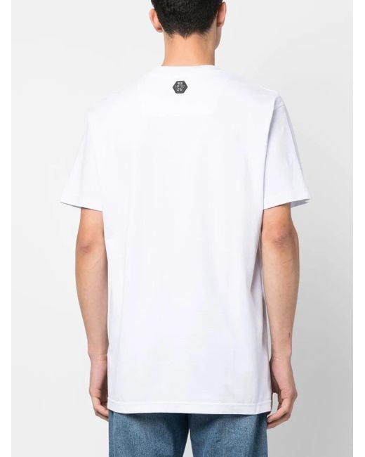 Philipp Plein White Logo-Print Short-Sleeve T-Shirt for men