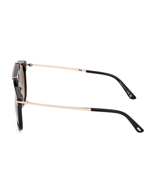 Tom Ford Black Sam Pilot-Frame Sunglasses